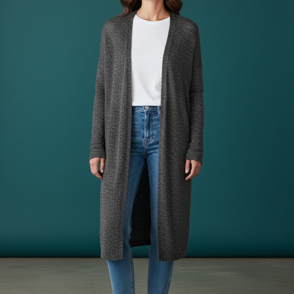 Women's Gray Knee Length Cardigan